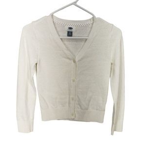 Old Navy White Button‎ Up Girl's Size 8 Regular School Uniform Sweater